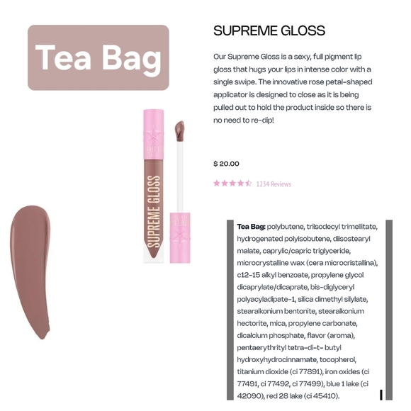 Jeffree Star Supreme Gloss in "Tea Bag" - Picture 1 of 4